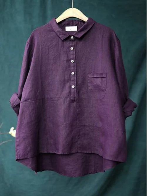 Relaxed Loose-Fit Cotton Blouse for Women, Casual Wear