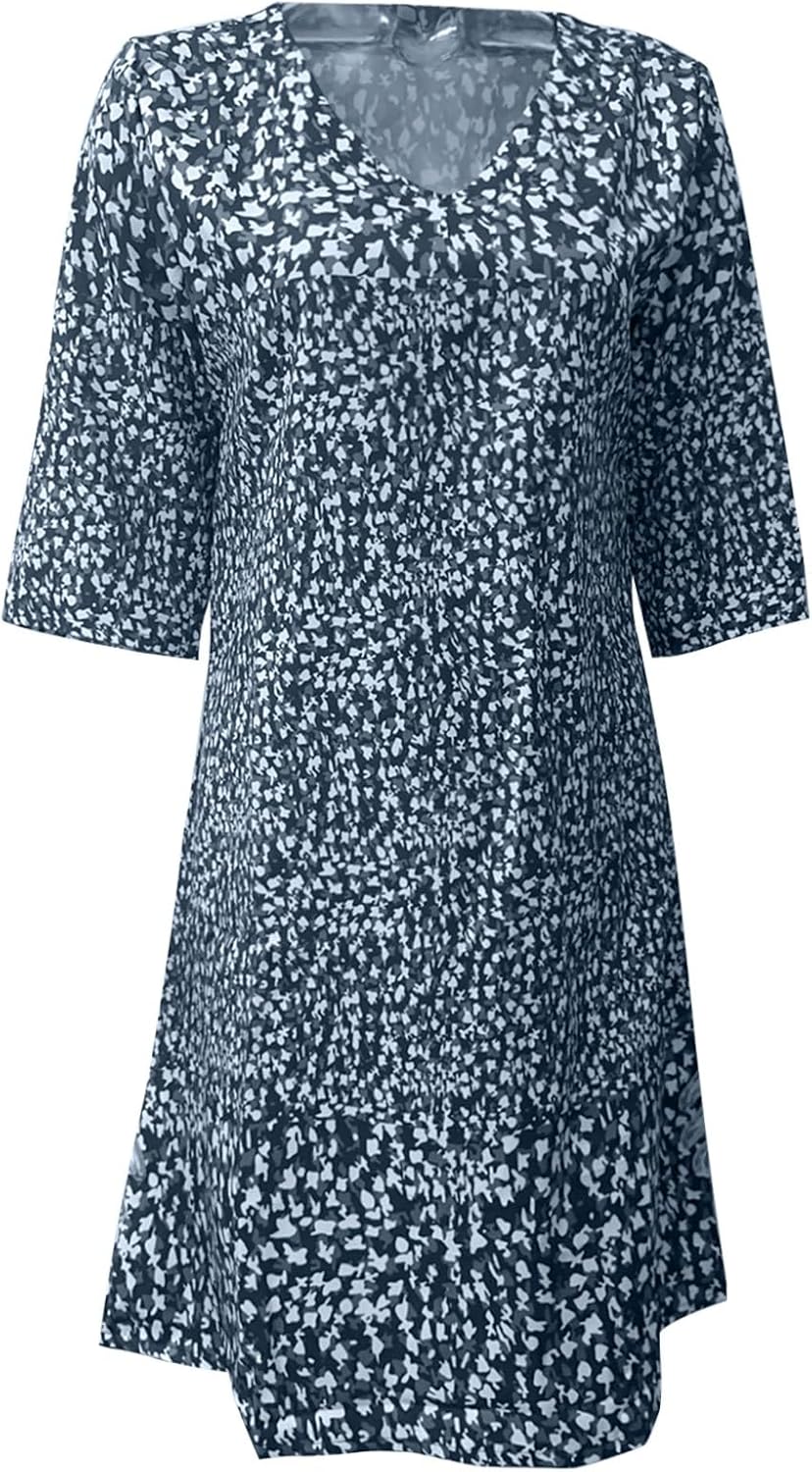 V-Neck Midi Dress with 3D Print Graphic Motif