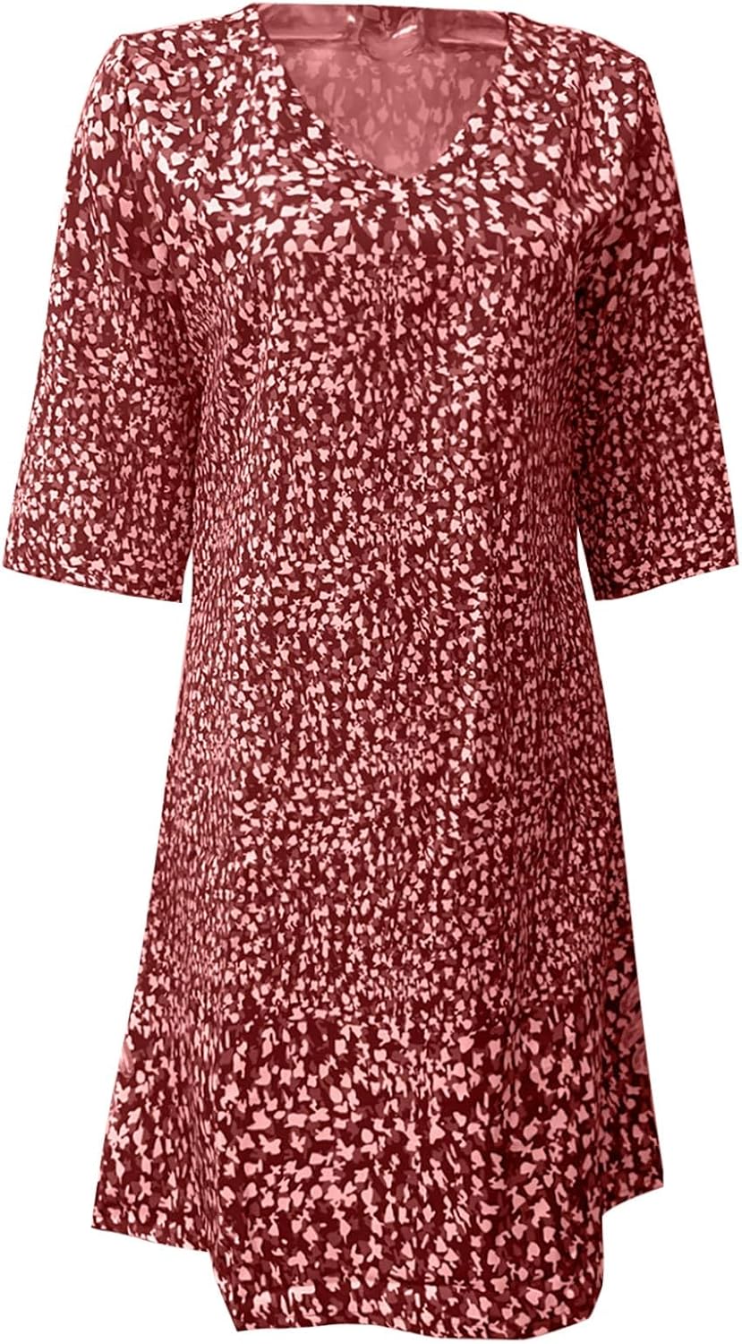 V-Neck Midi Dress with 3D Print Graphic Motif