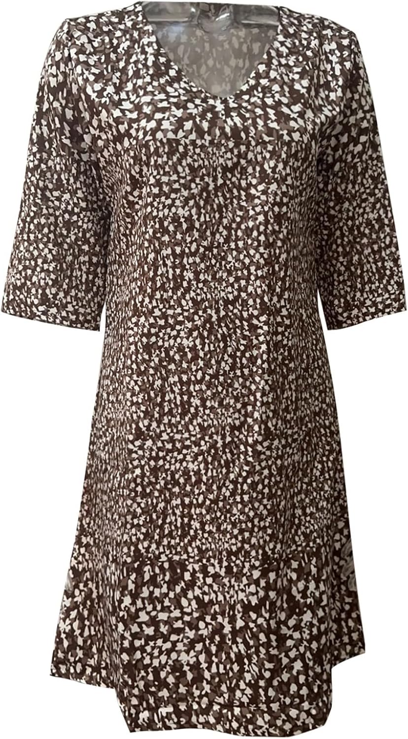 V-Neck Midi Dress with 3D Print Graphic Motif