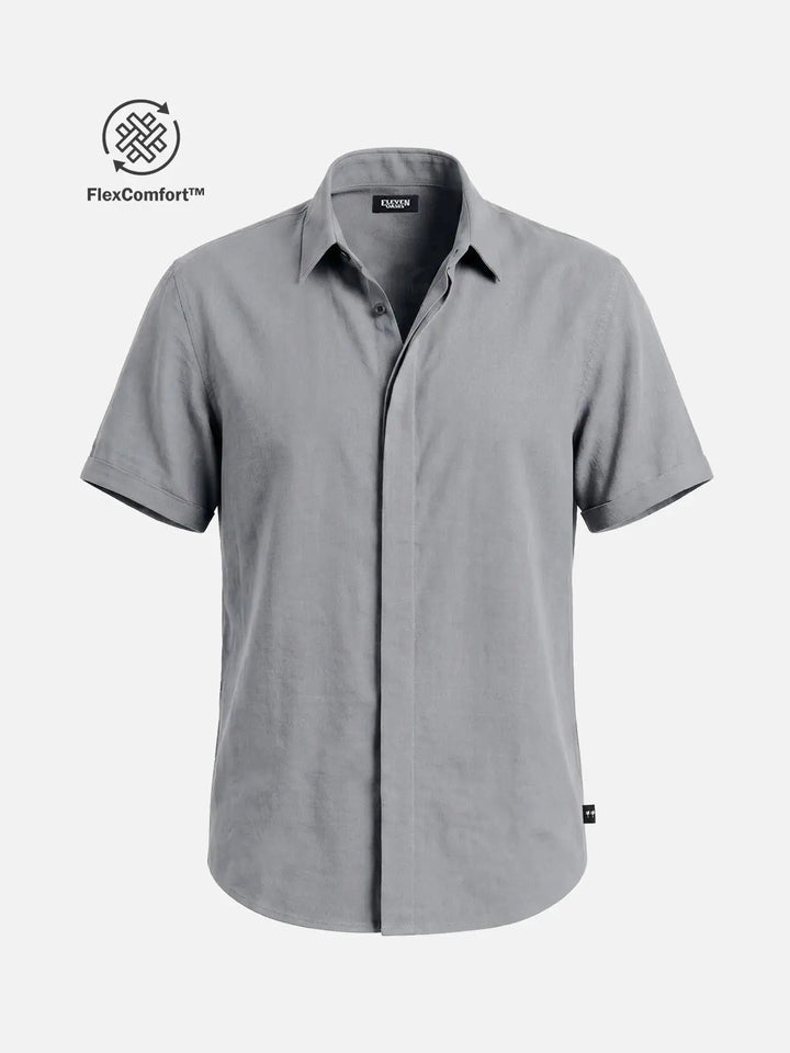 Linen Cotton Blend Short Sleeve Shirt for Men - gallery