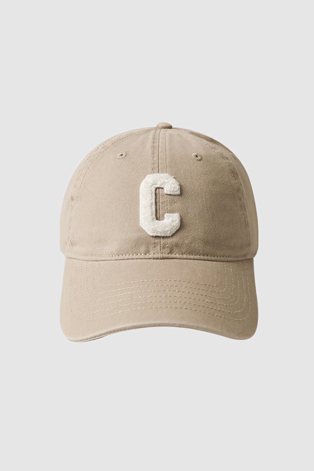 Structured Cotton Baseball Cap with Embroidered Letter C