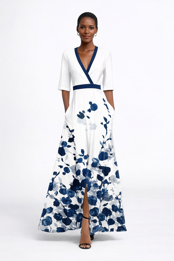 Elara Bohemian V-Neck Long Dress for Women