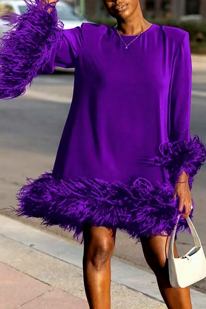 One-Shoulder Feathered Bodycon Mini Dress for Women
