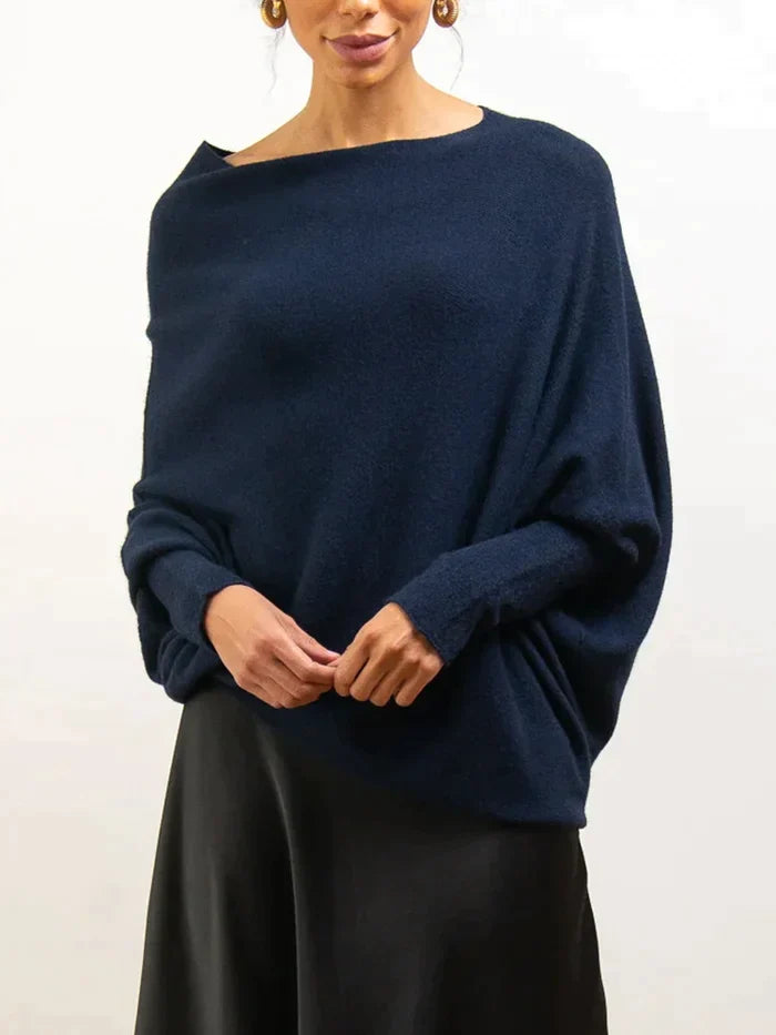 Asymmetrical Draped Jumper with Long Hem for Women