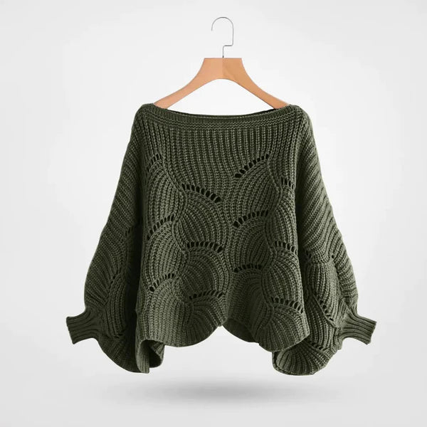 Batwing Turtleneck Knit Jumper in Checkered Fabric