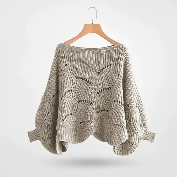 Batwing Turtleneck Knit Jumper in Checkered Fabric