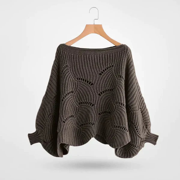 Batwing Turtleneck Knit Jumper in Checkered Fabric