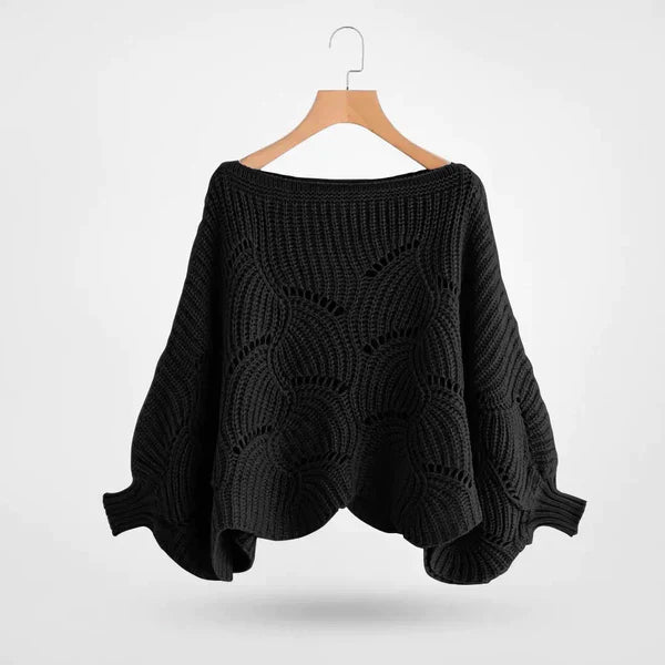 Batwing Turtleneck Knit Jumper in Checkered Fabric