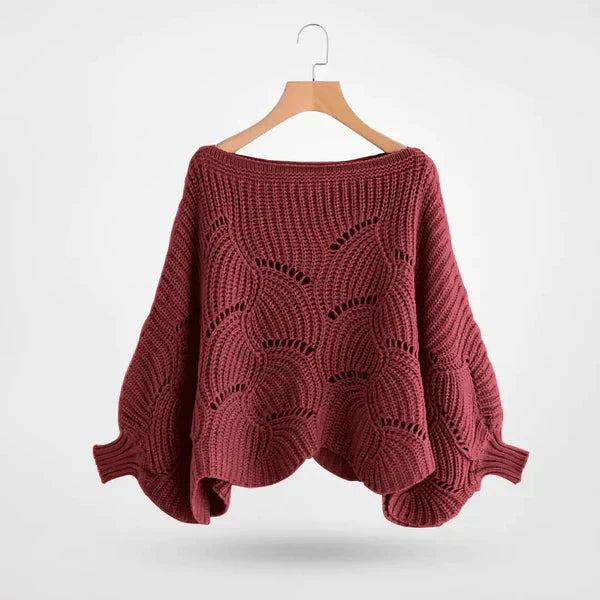 Batwing Turtleneck Knit Jumper in Checkered Fabric