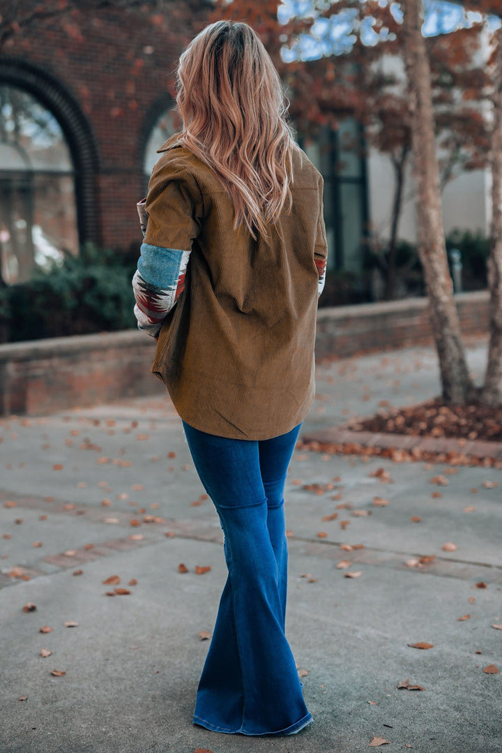 Aztec-Inspired Corduroy Jacket in an Oversized Cut