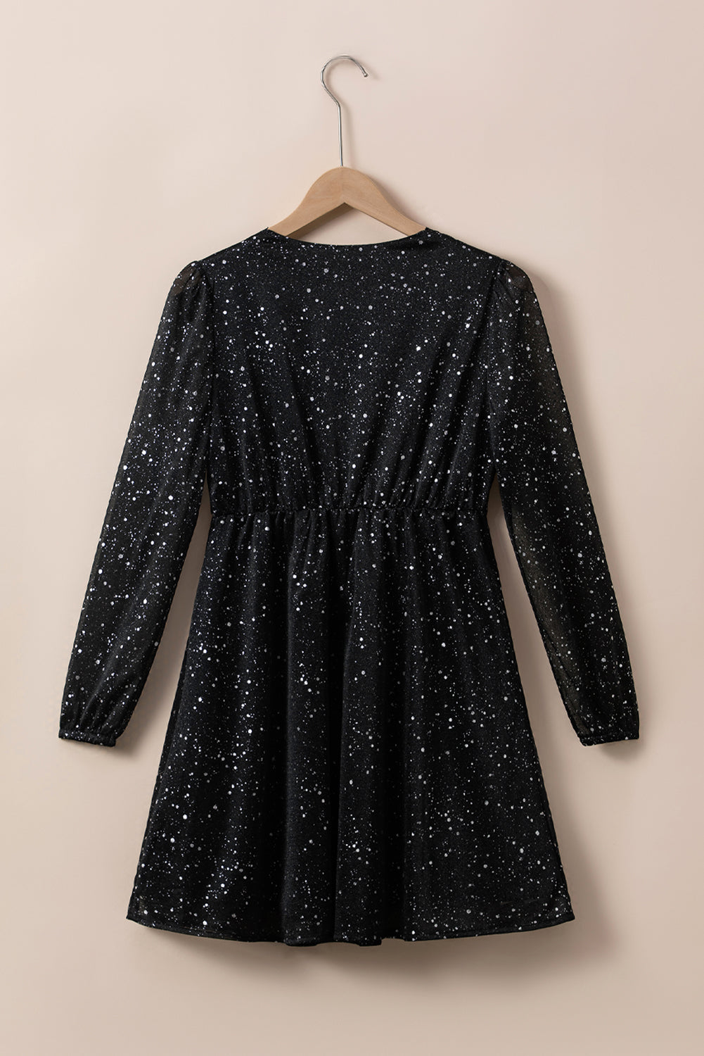 Black Glitter Dress with Mesh Overlay for Party Nights