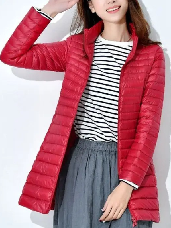 Lightweight Down Jacket with a Fitted Long Line