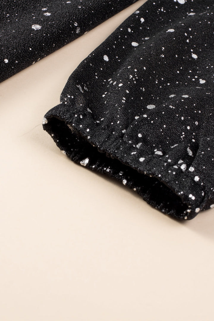 Black Glitter Dress with Mesh Overlay for Party Nights