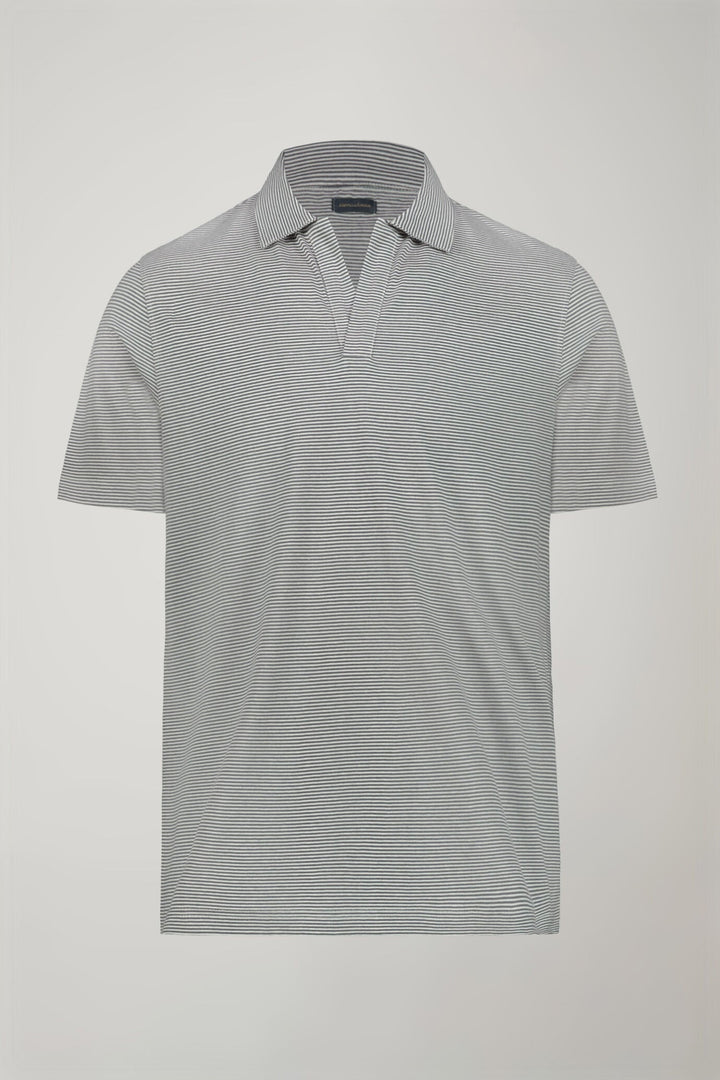 Thin Stripe Derby Collar Polo Shirt for Men — gallery