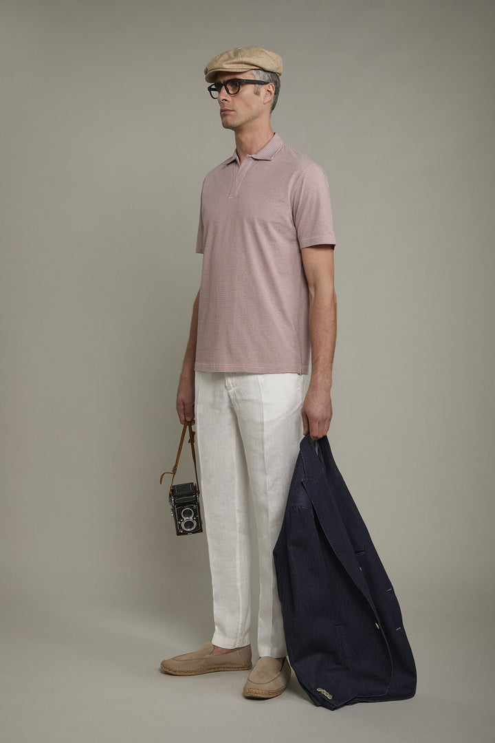Thin Stripe Derby Collar Polo Shirt for Men — gallery
