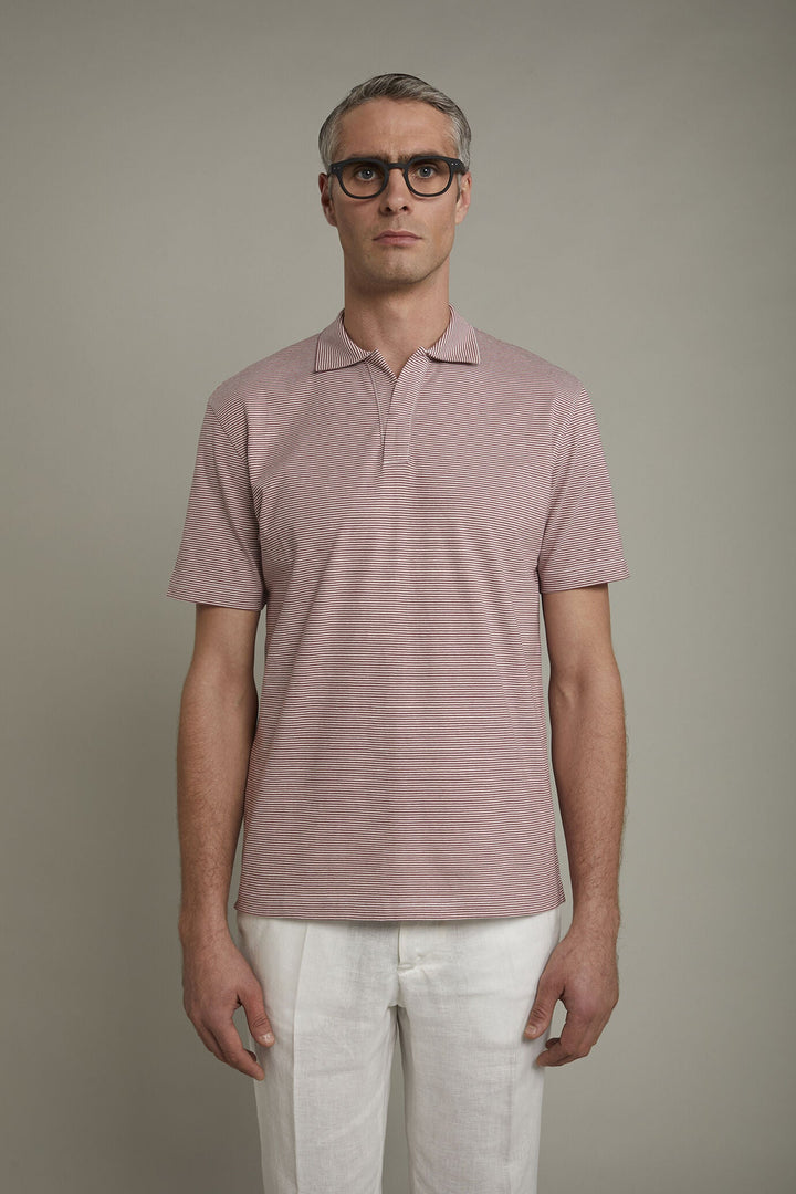 Thin Stripe Derby Collar Polo Shirt for Men — gallery