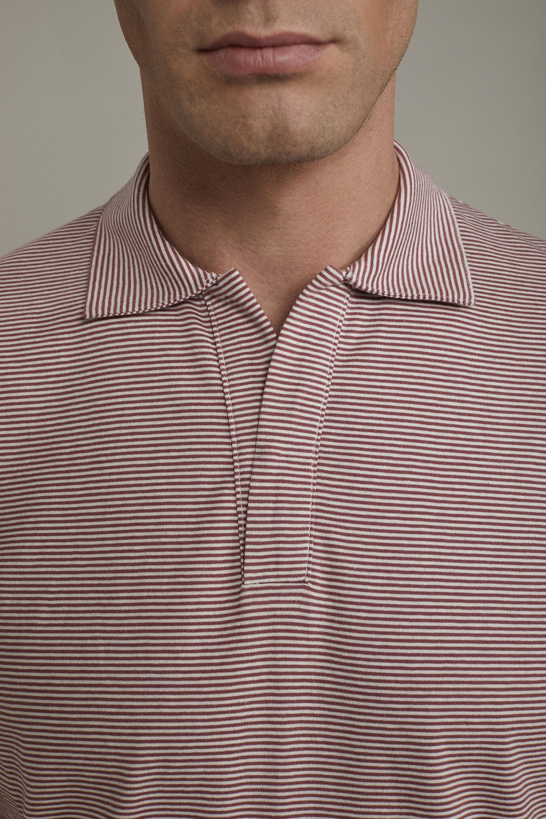 Thin Stripe Derby Collar Polo Shirt for Men — gallery