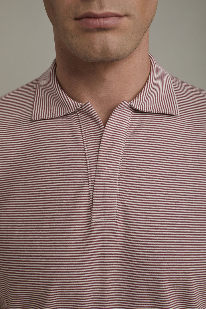 Thin Stripe Derby Collar Polo Shirt for Men — gallery