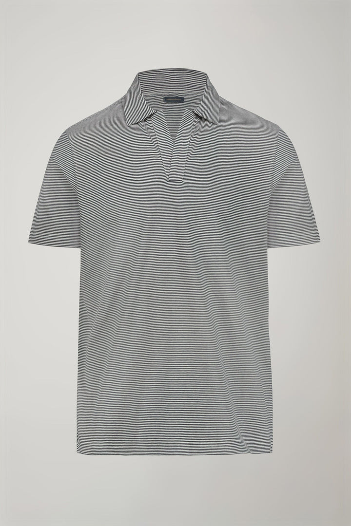Thin Stripe Derby Collar Polo Shirt for Men — gallery