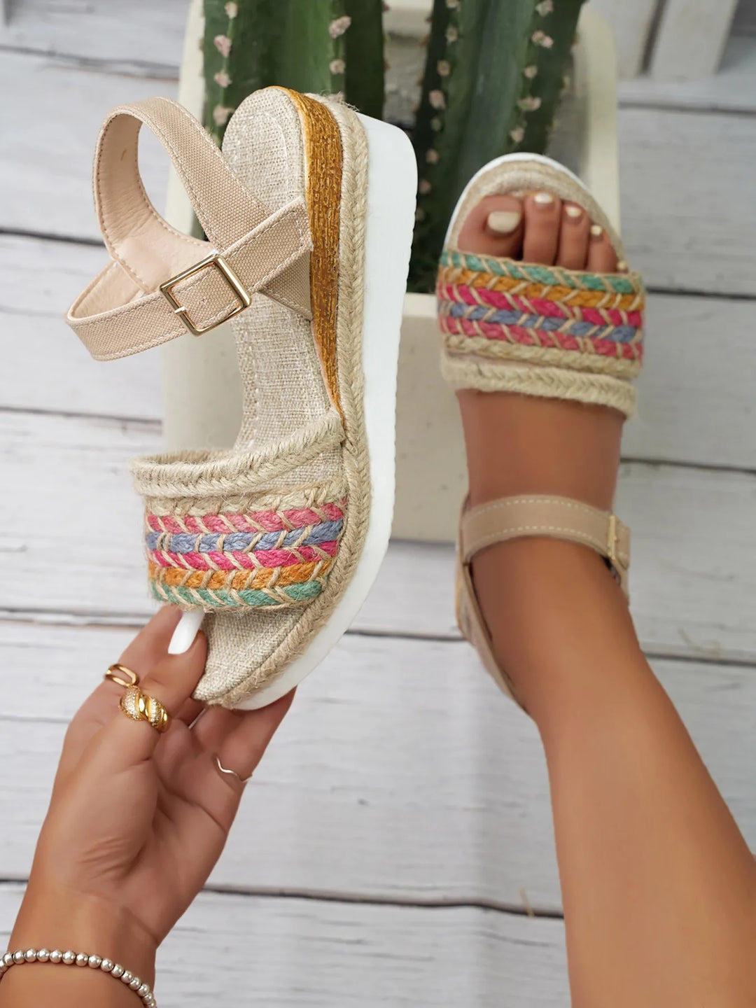 Rainbow Wedge Sandals for Women - gallery