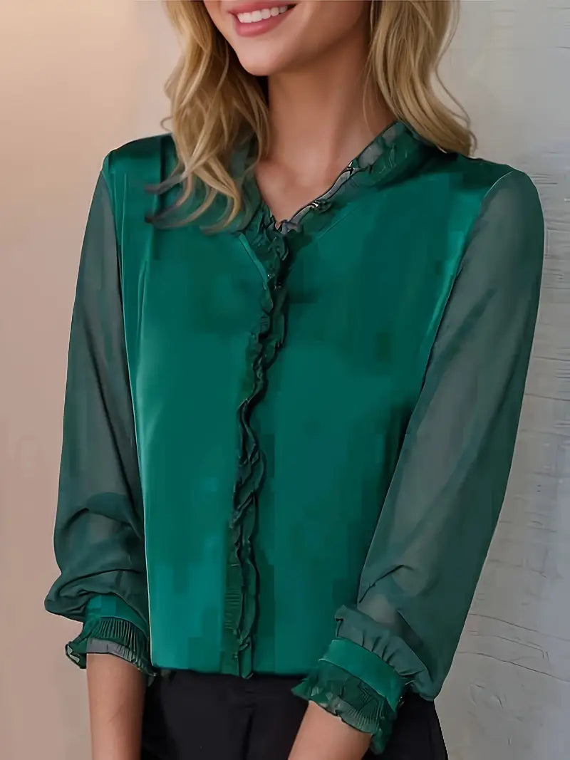 Casual Long-Sleeve Top with Drop-Cuff Detail for Women