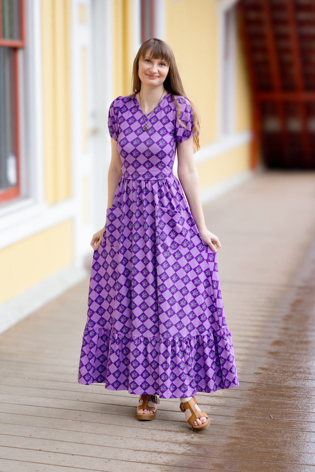 Patchwork Print Maxi Dress for Women