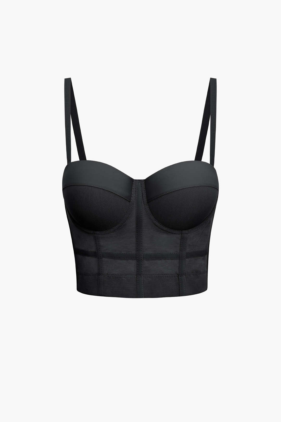 Sheer Mesh Underwire Bustier Top with Adjustable Straps