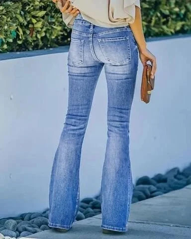 Stretch Denim Jeans with a Mid-Rise Fit for Women