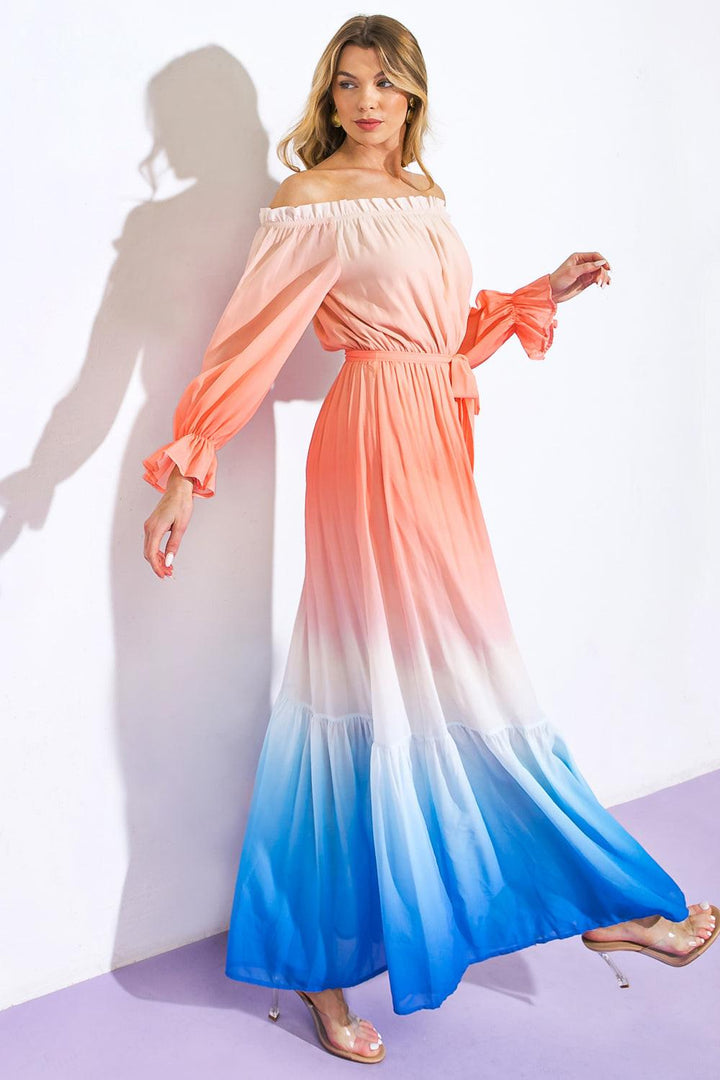Enchant My Love Woven Off-Shoulder Maxi Dress for Women — detail