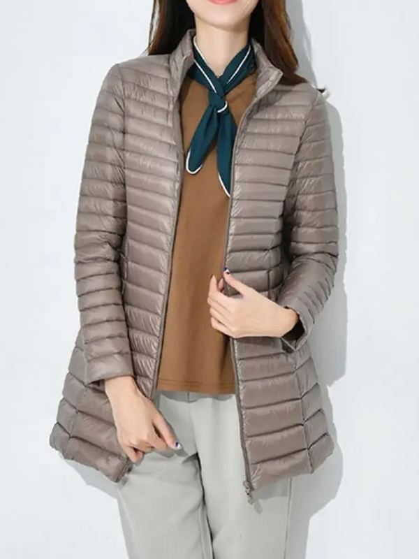 Lightweight Down Jacket with a Fitted Long Line