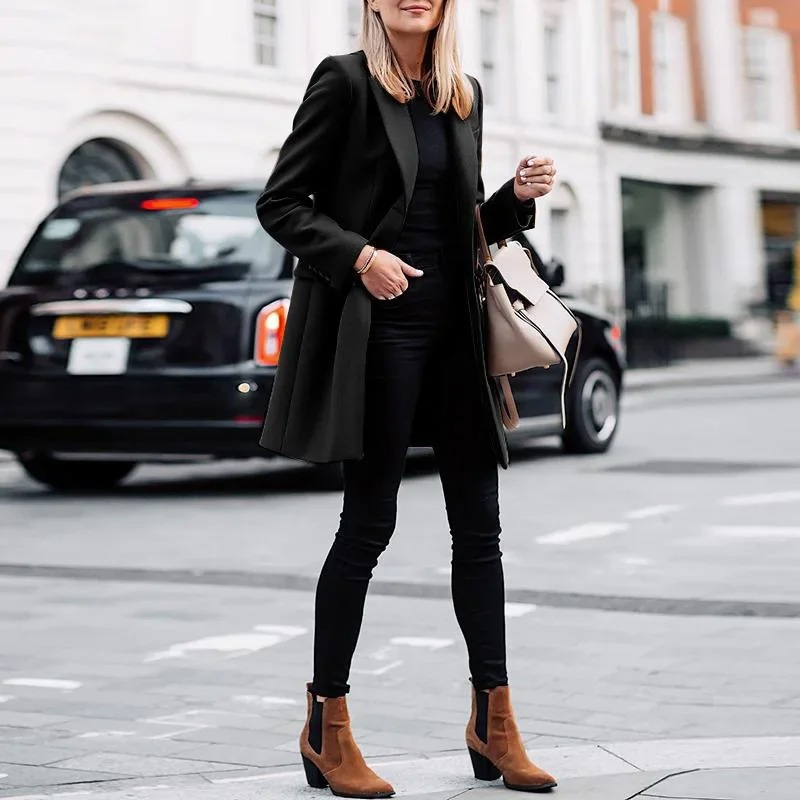 Knot-Accent Trench Coat with Blazer Lapels for Women