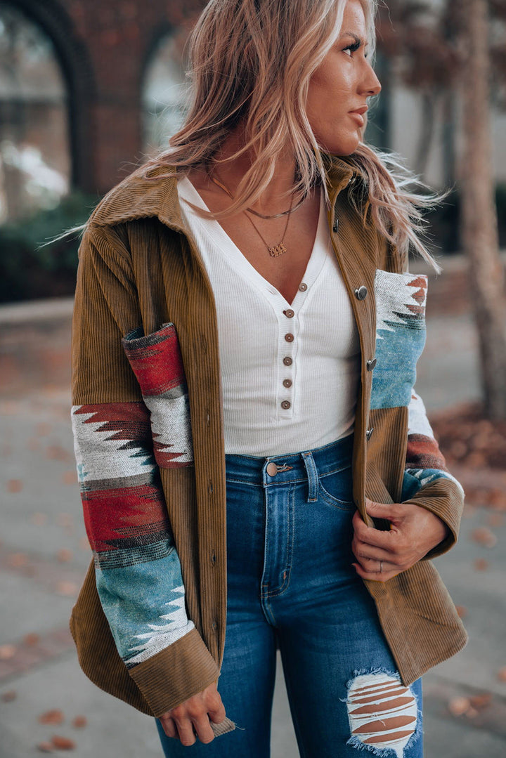 Aztec-Inspired Corduroy Jacket in an Oversized Cut
