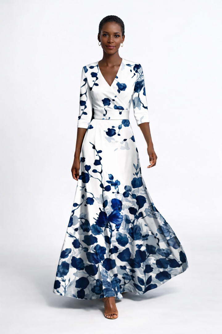 Elara Bohemian V-Neck Long Dress for Women