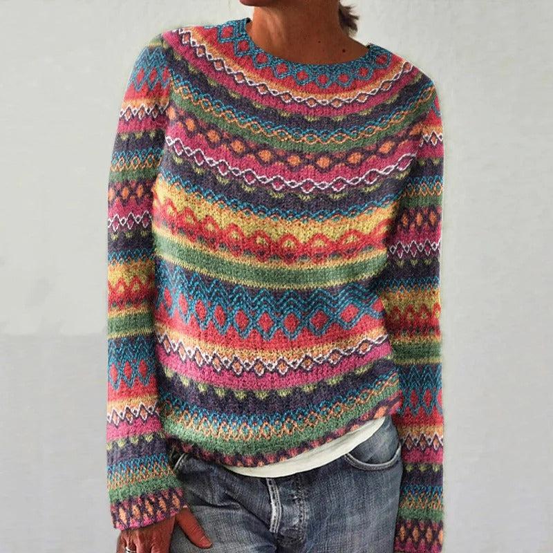 Relaxed-Fit Colour Knit Jumper for Women