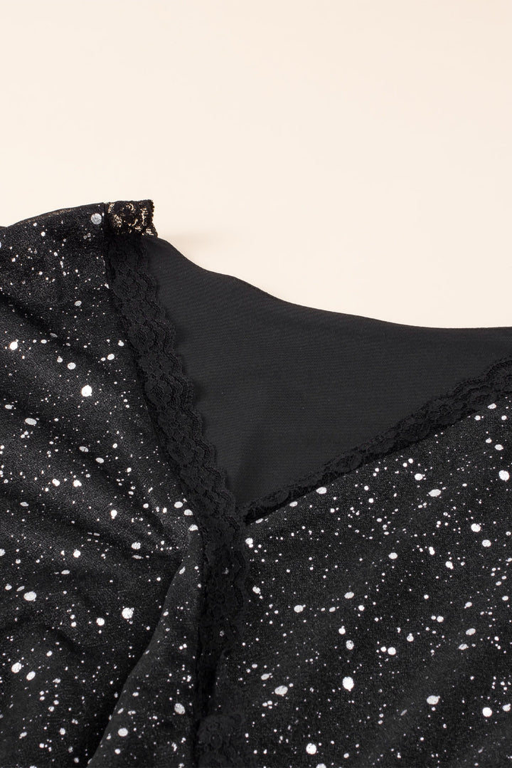 Black Glitter Dress with Mesh Overlay for Party Nights