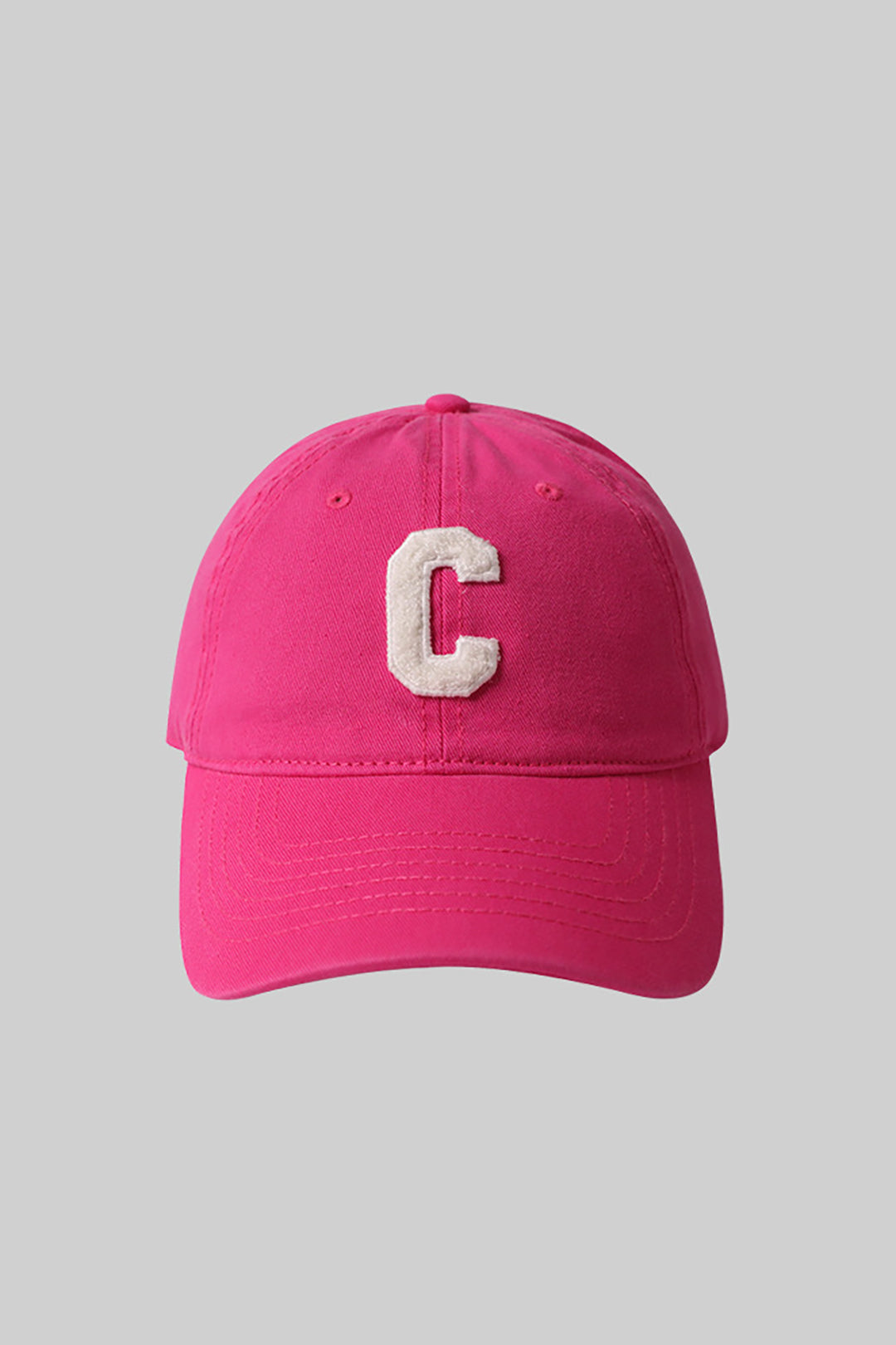 Structured Cotton Baseball Cap with Embroidered Letter C
