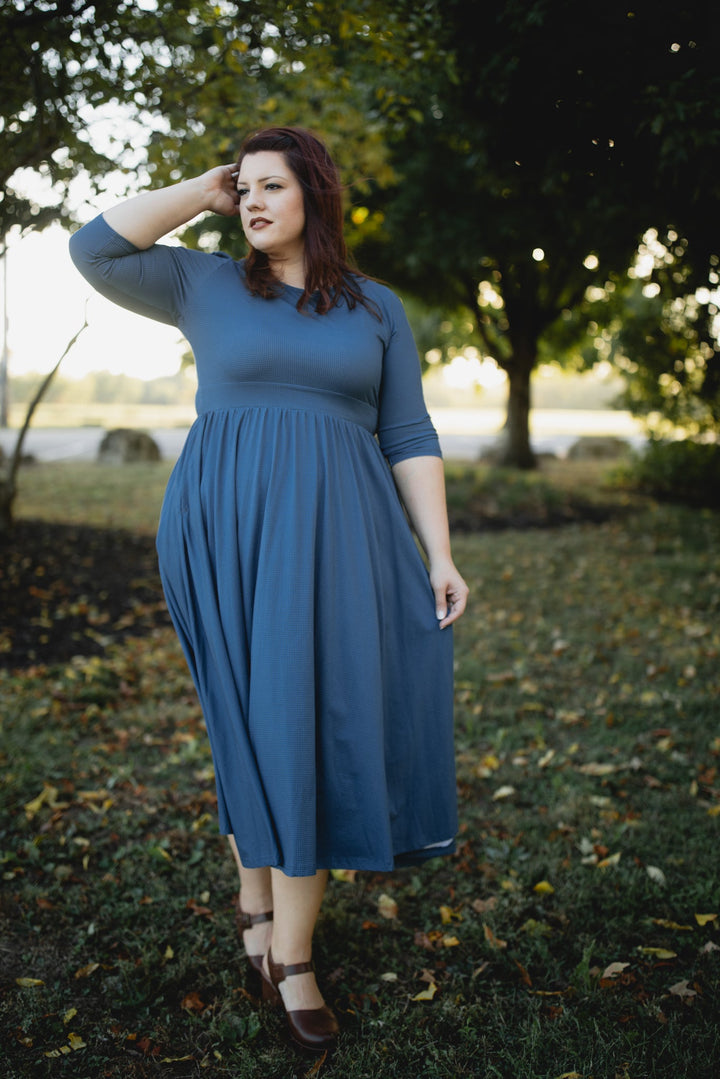 Indigo Lattice ~ Faye Dress for Women