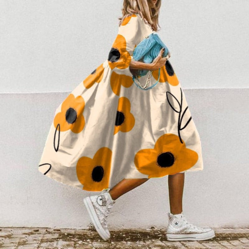 Floral Print Maxi Dress with Relaxed Fit for Women