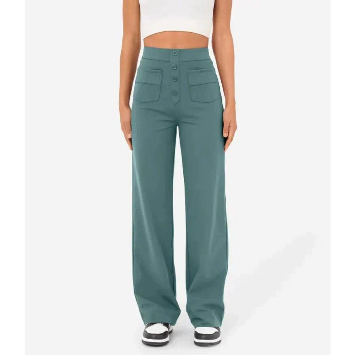 Flexible High-Waisted Stretch Trousers