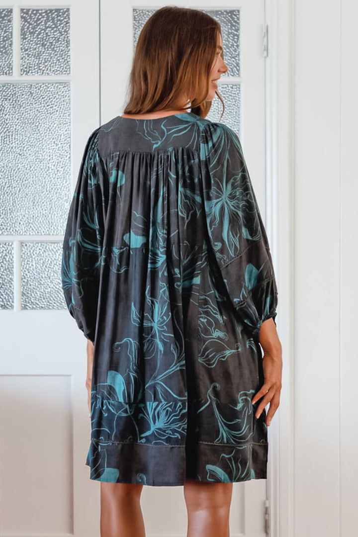 JAASE - Adela Mini Dress: Oversized Smock Dress with Batwing Sleeves in... — gallery