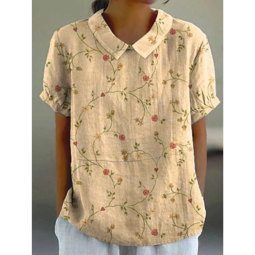 Floral Cotton Blouse in a Pastoral Print for Women