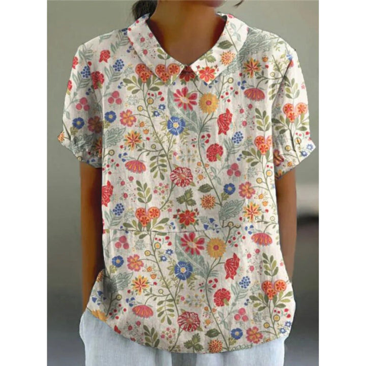 Floral Cotton Blouse in a Pastoral Print for Women
