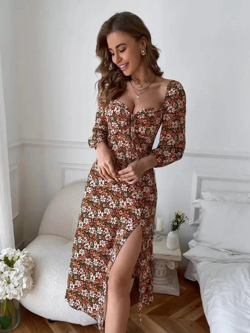 Floral Cutout Dress with Heart Detail for Women