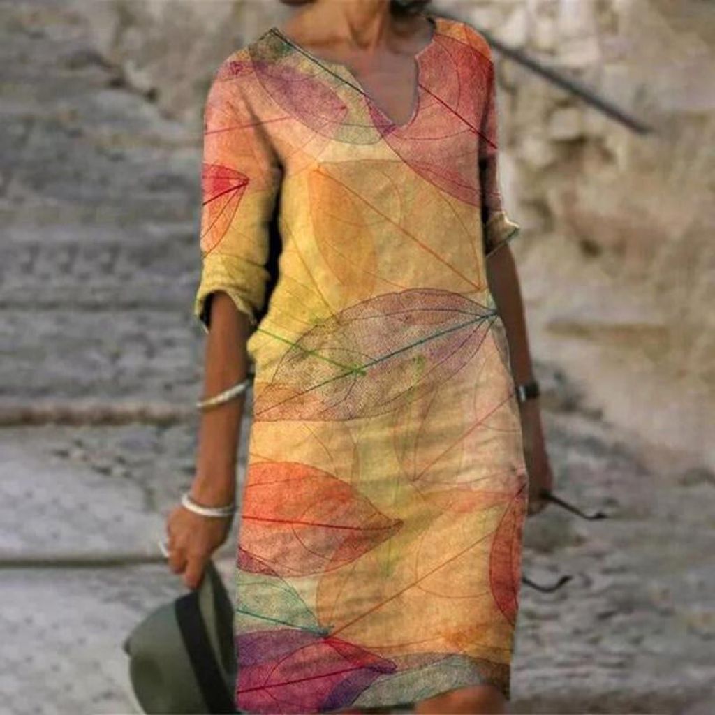Floral Print Midi Dress in Lightweight Woven Fabric