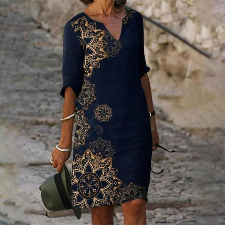Floral Print Midi Dress in Lightweight Woven Fabric