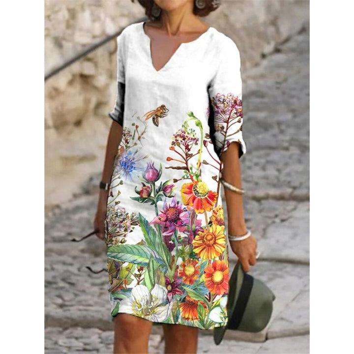 Floral Print Midi Dress in Lightweight Woven Fabric