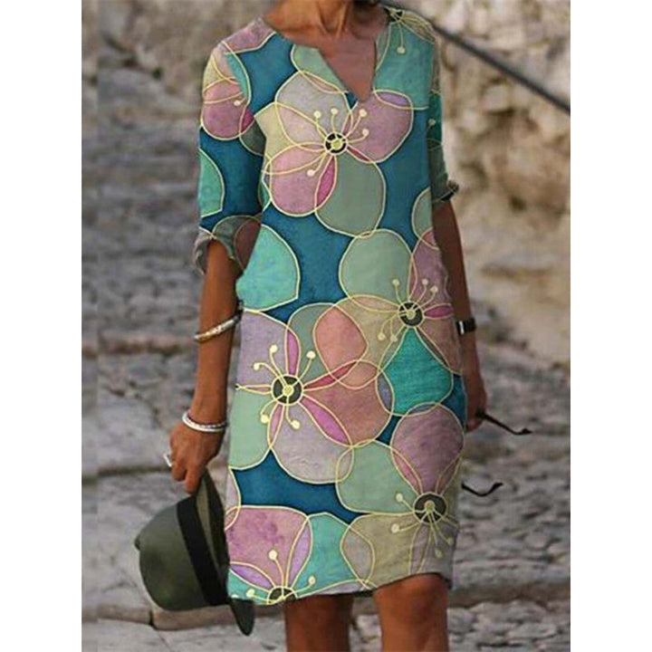 Floral Print Midi Dress in Lightweight Woven Fabric