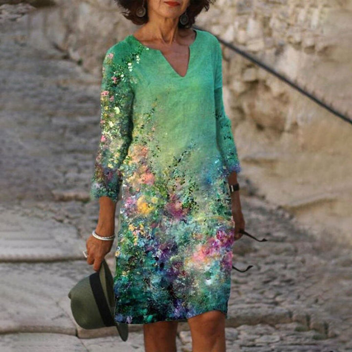 Floral Print Midi Dress in Lightweight Woven Fabric