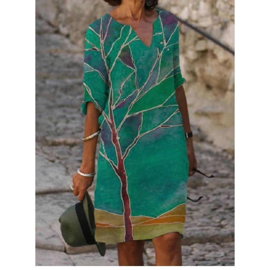 Floral Print Midi Dress in Lightweight Woven Fabric